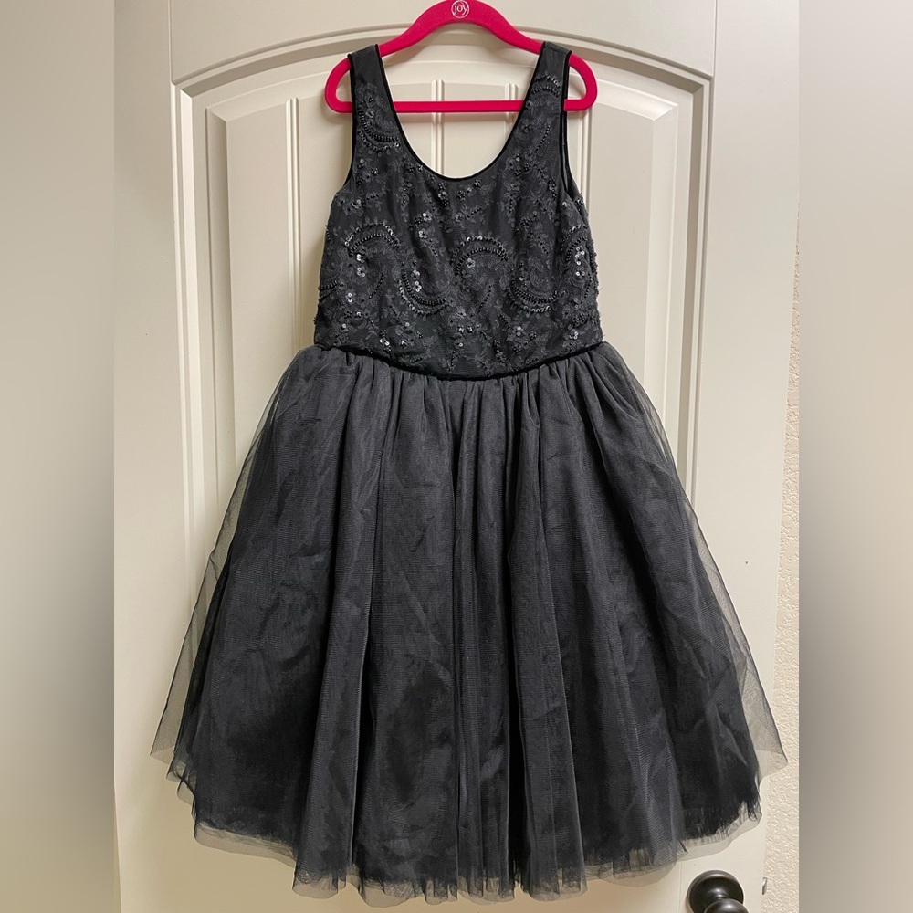 EUC Ralph Lauren Girls Black Beaded dress size 10